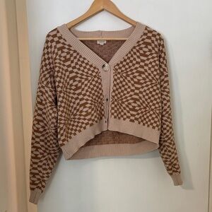 Debut Brown and Cream Patterned Cardigan